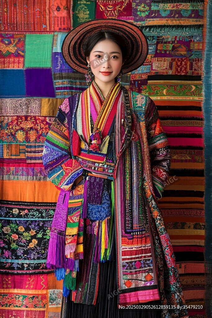 身着绚丽民族服饰的美丽女子