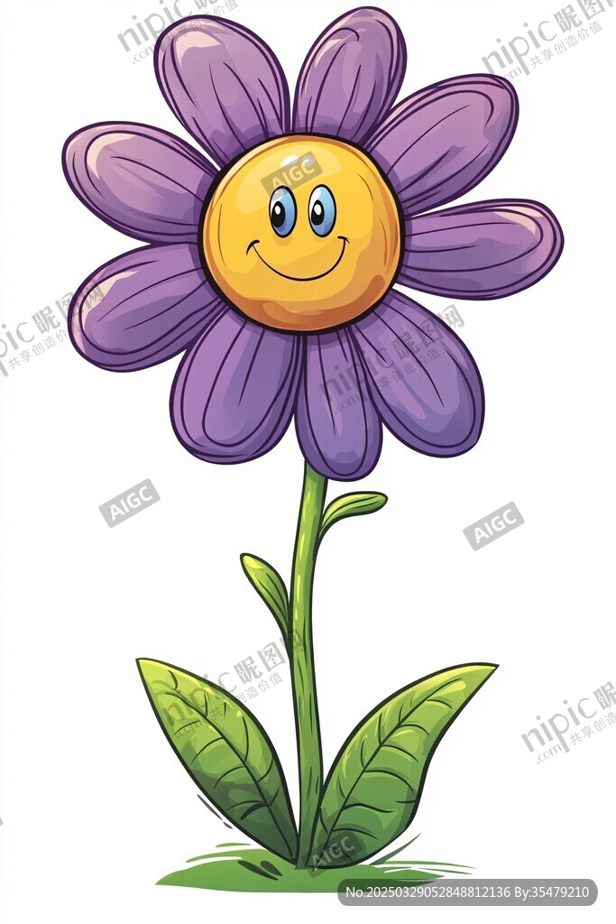 微笑紫花插画
