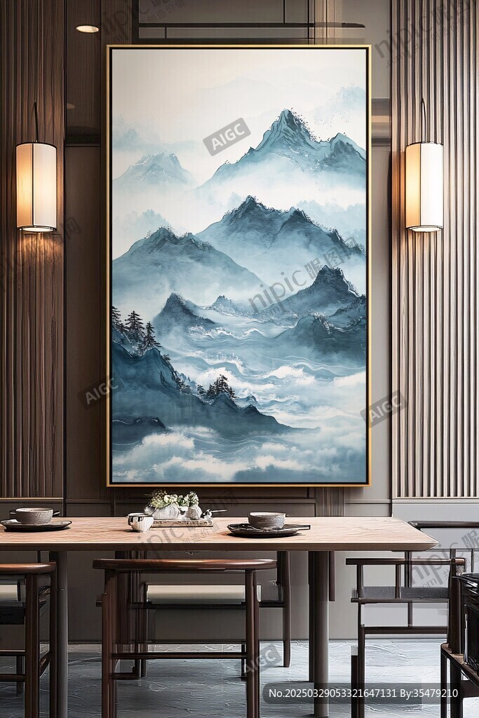 中式山水挂画装点雅致空间