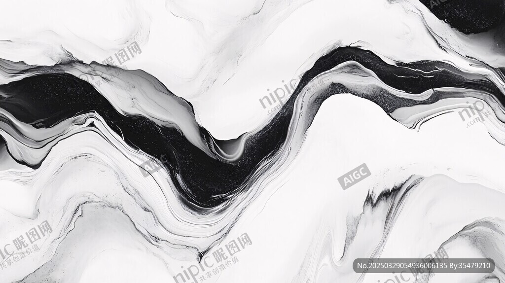 黑白水墨流动纹理背景图