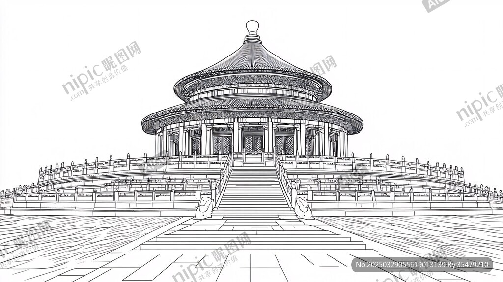 天坛建筑线稿图