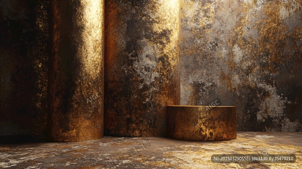 锈蚀空间中的金属柱与台座