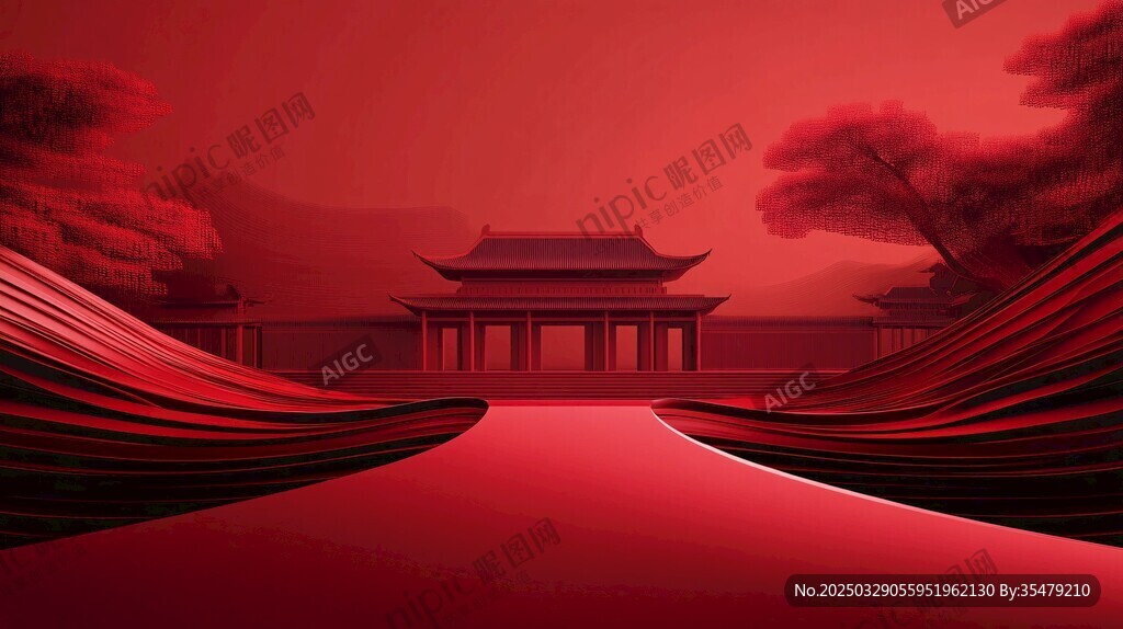 中式红韵 古风建筑景观