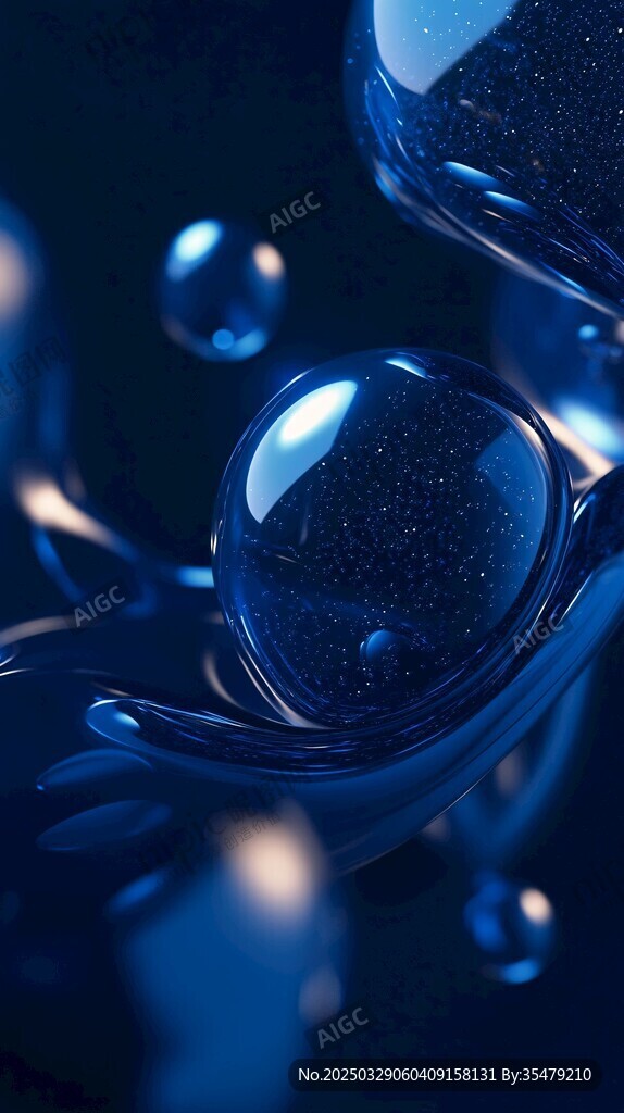 蓝色液体动态奇幻瞬间