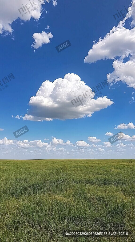草原蓝天云朵自然美景