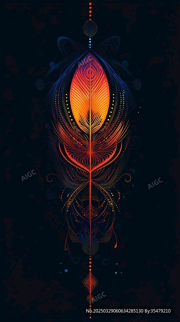 梦幻炫彩发光羽毛艺术图案