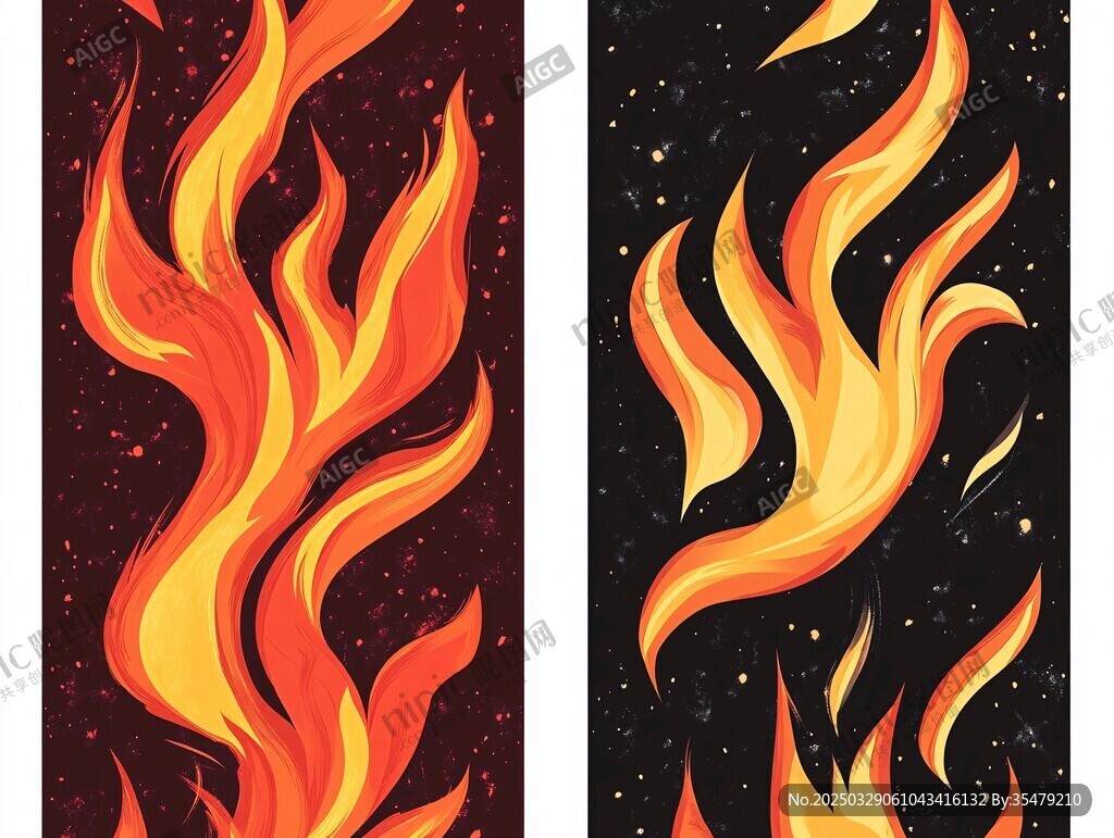 火焰插画图案设计素材