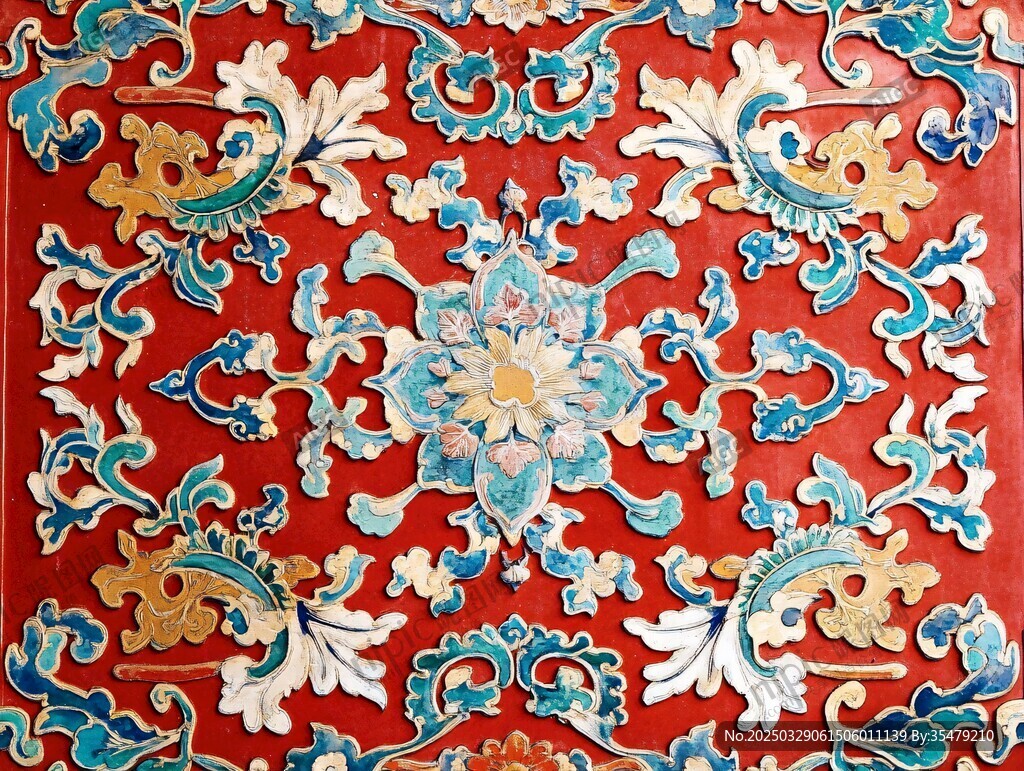 中式红底精美花纹图案