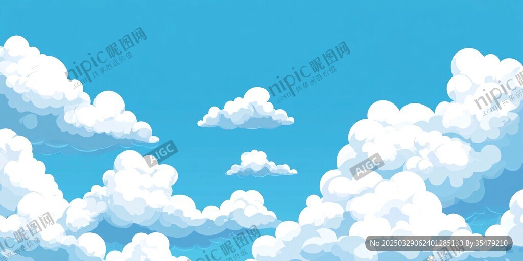 蓝天白云 清新插画