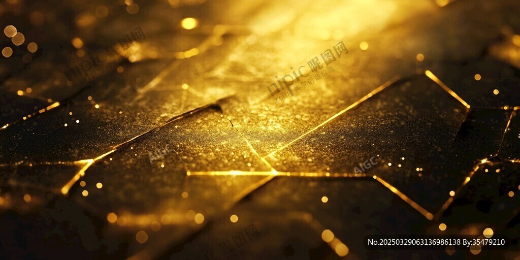 金色炫光几何纹理背景图