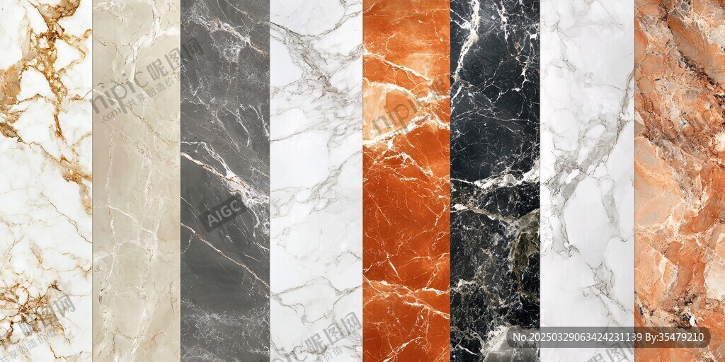 多样大理石纹理瓷砖展示