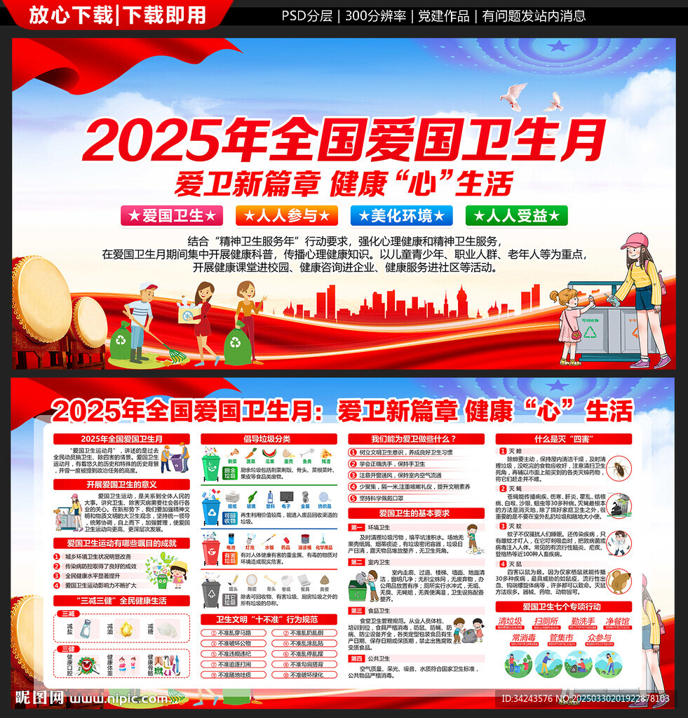 2025年爱国卫生月宣传栏展板