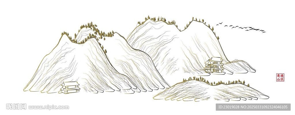 线描山脉