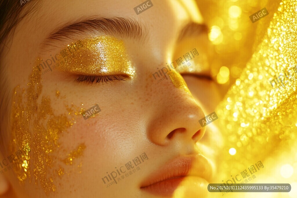 金色梦幻妆容美妆艺术照