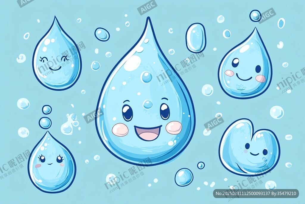 可爱水滴表情包插画