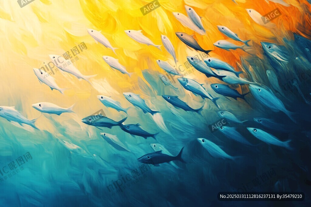 群鱼畅游的梦幻海洋图景