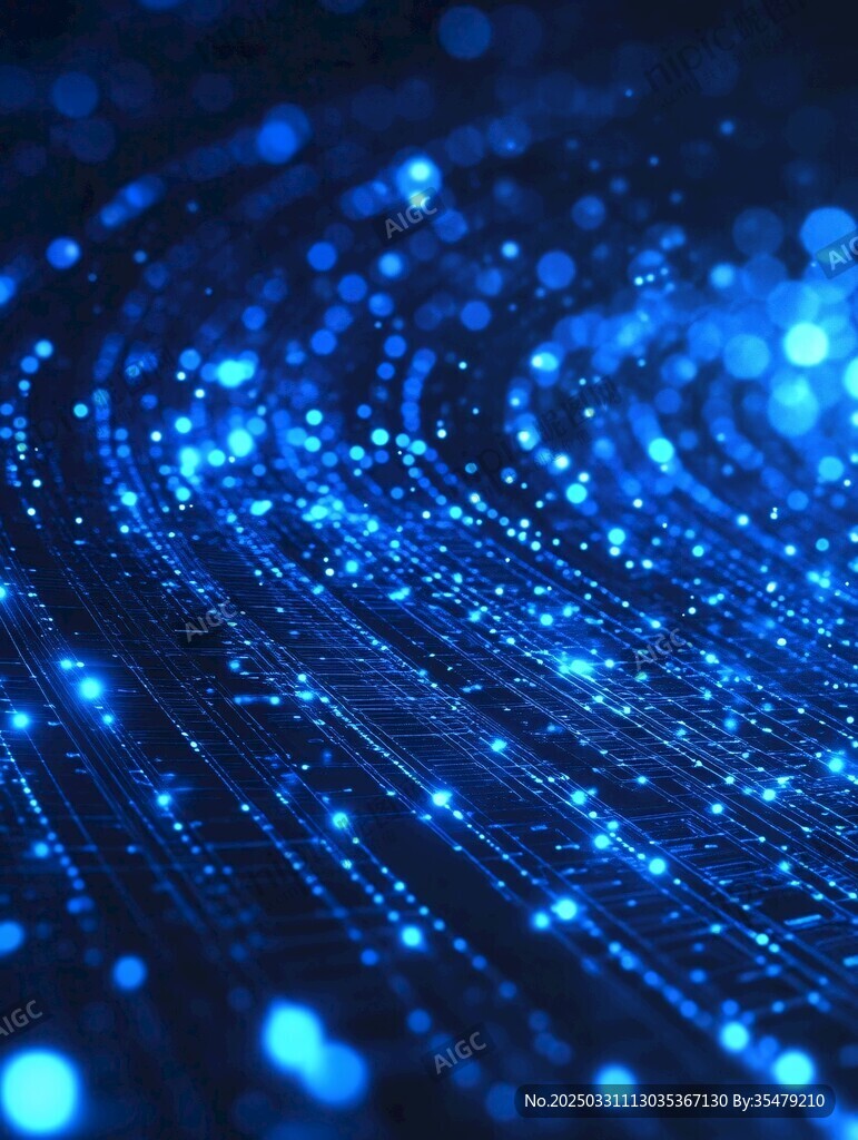 梦幻蓝色科技粒子背景图