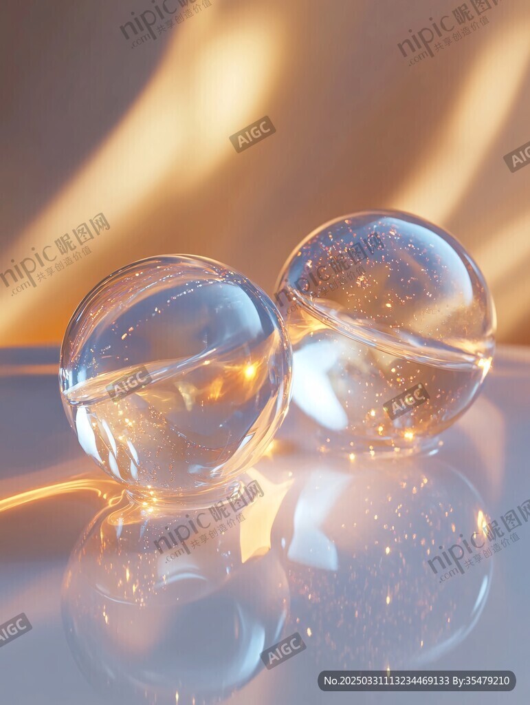 阳光下的晶莹玻璃球