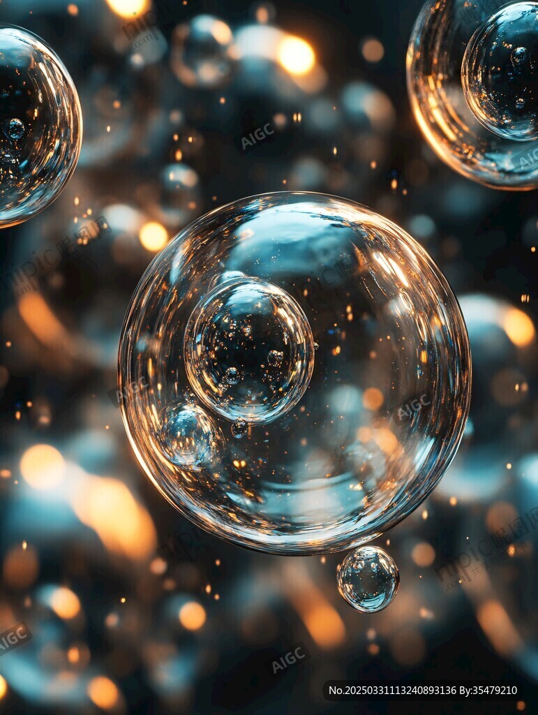 梦幻透明气泡悬浮画面