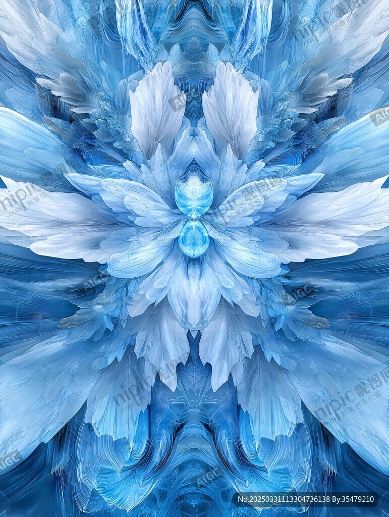 梦幻蓝色花朵抽象艺术图