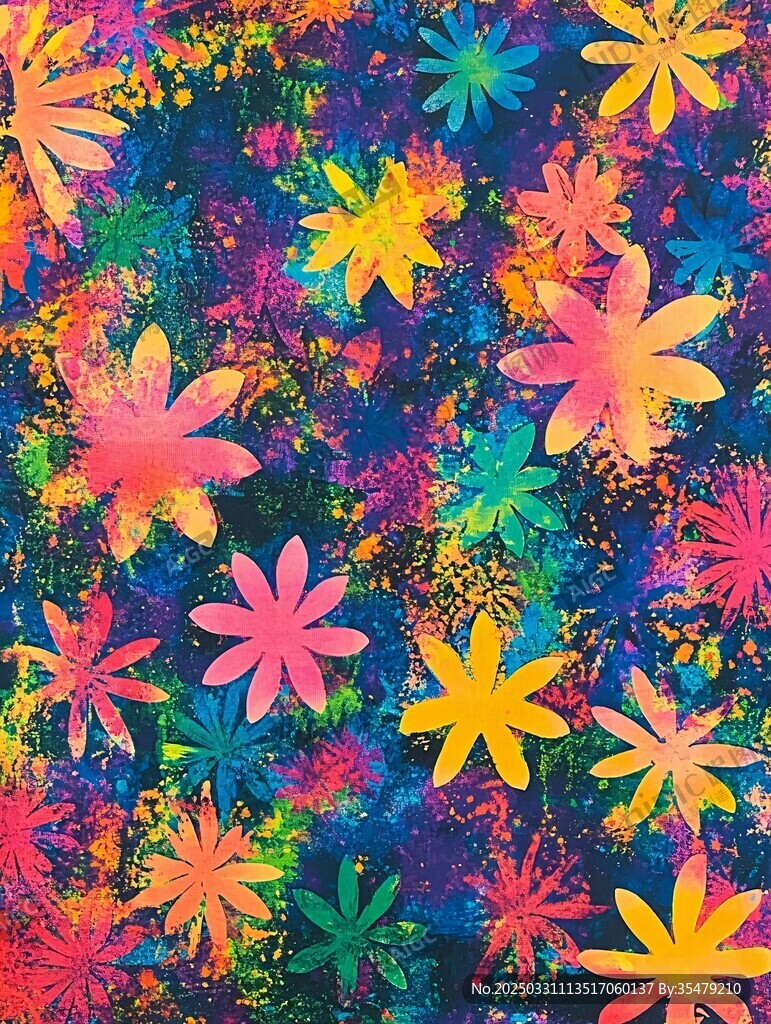 缤纷多彩花卉抽象图案