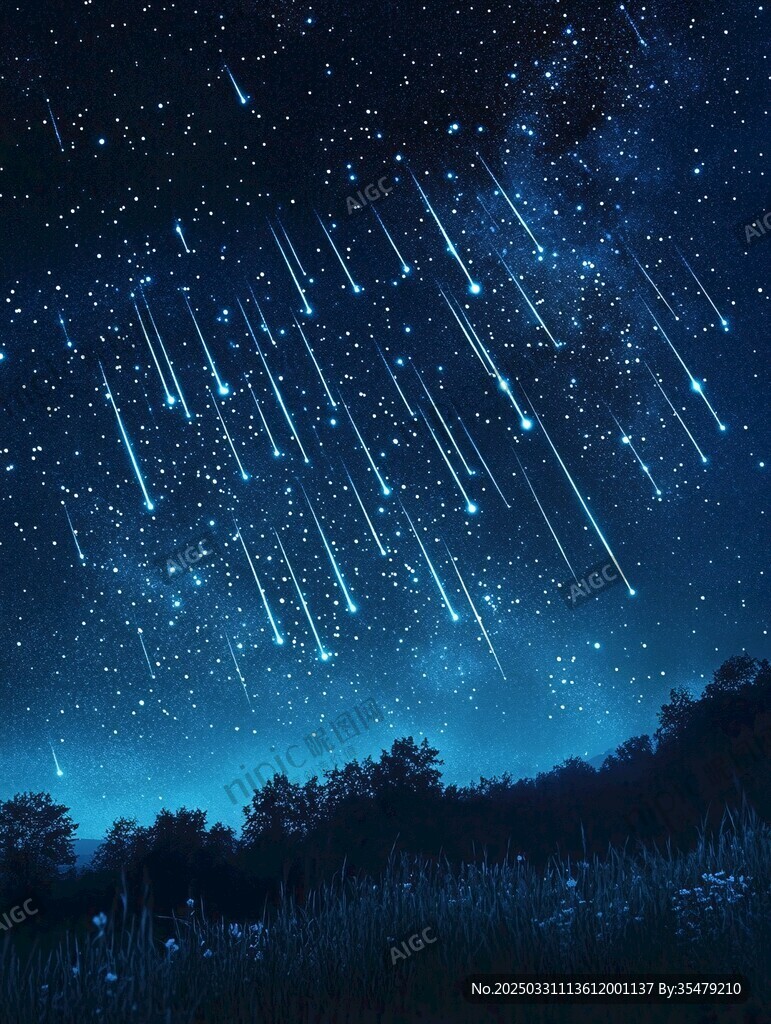 梦幻流星划过璀璨夜空