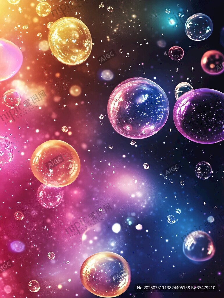 梦幻炫彩泡泡星空背景图