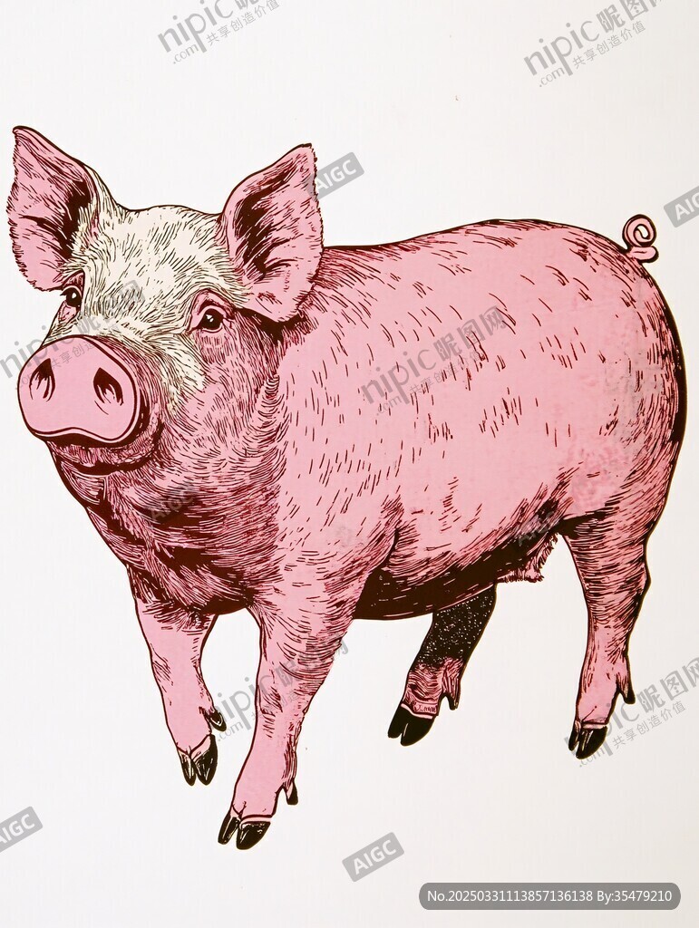 粉色小猪插画形象