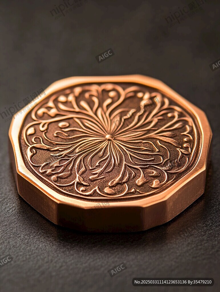 八角铜质雕花精致物件