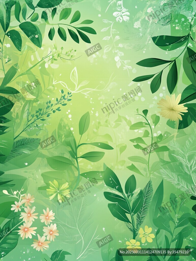 清新绿植花卉背景图