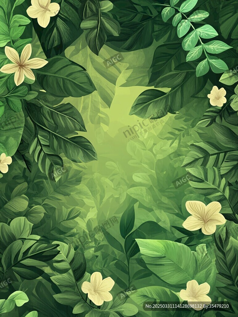 清新绿植花卉自然背景图