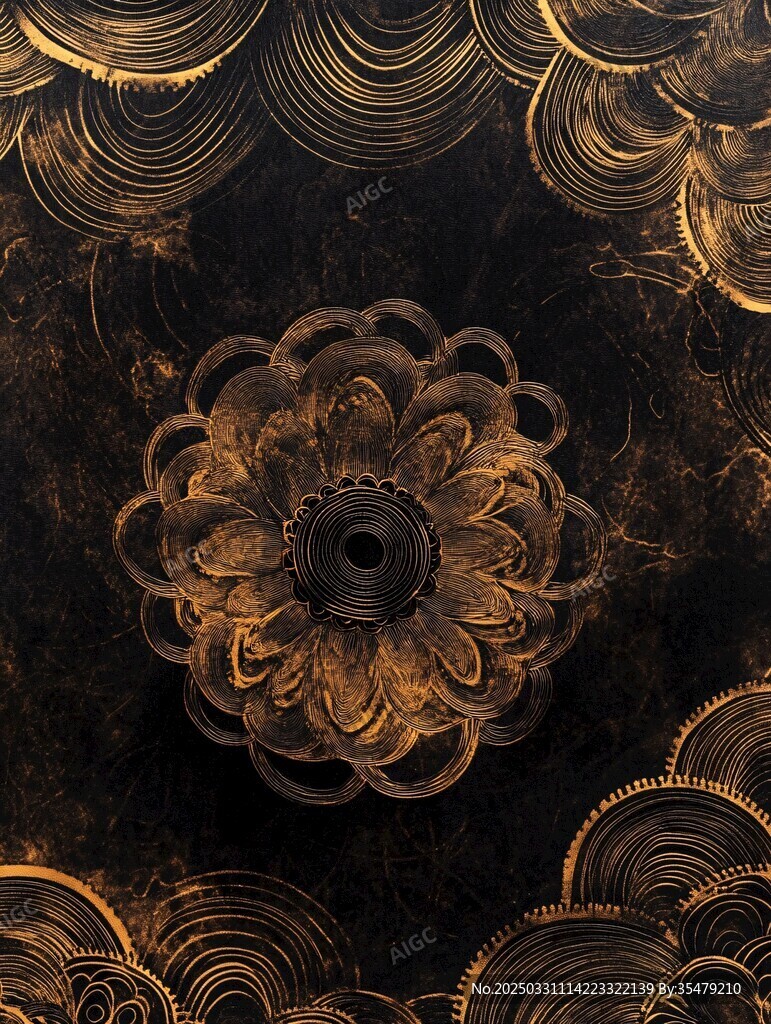 黑金中式花纹复古艺术图案