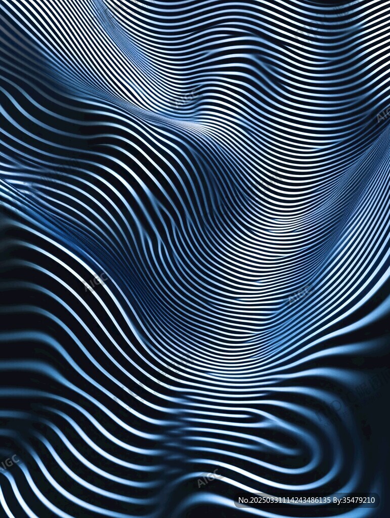 蓝色线条流动抽象背景图