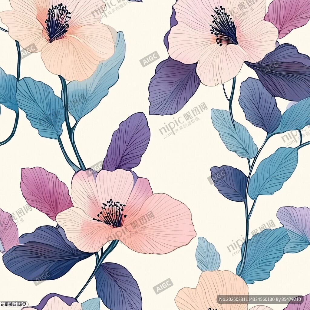 花卉图案 柔美花叶的浪漫组合