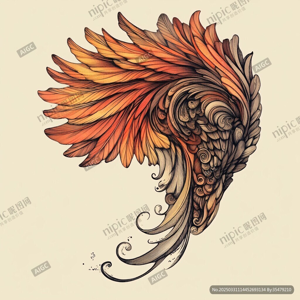 绚丽羽翼艺术插画