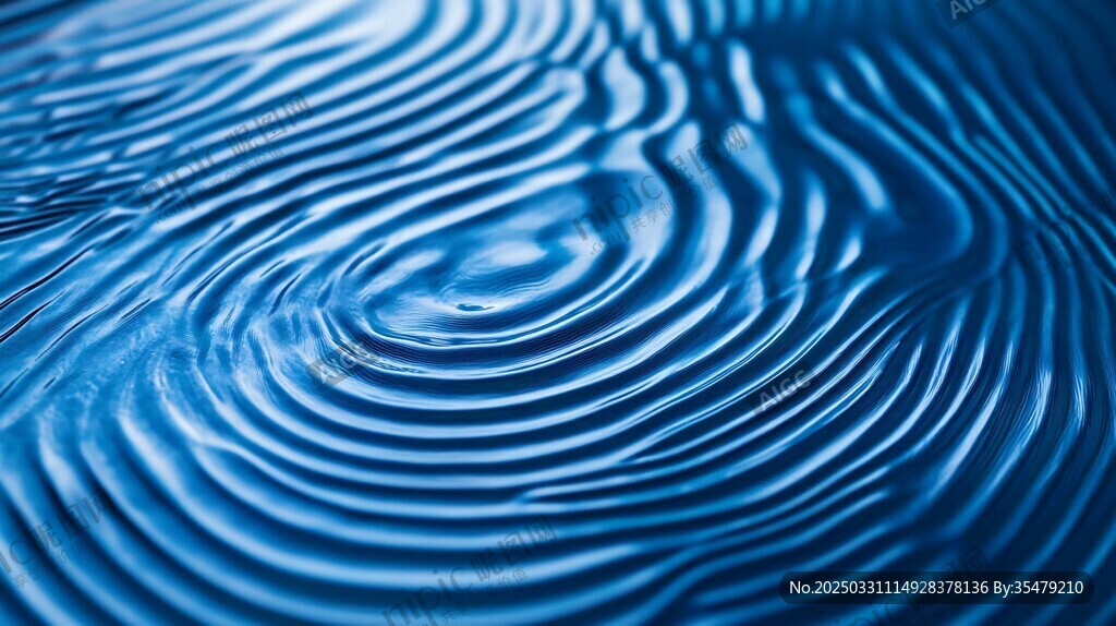 蓝色水波纹理特写