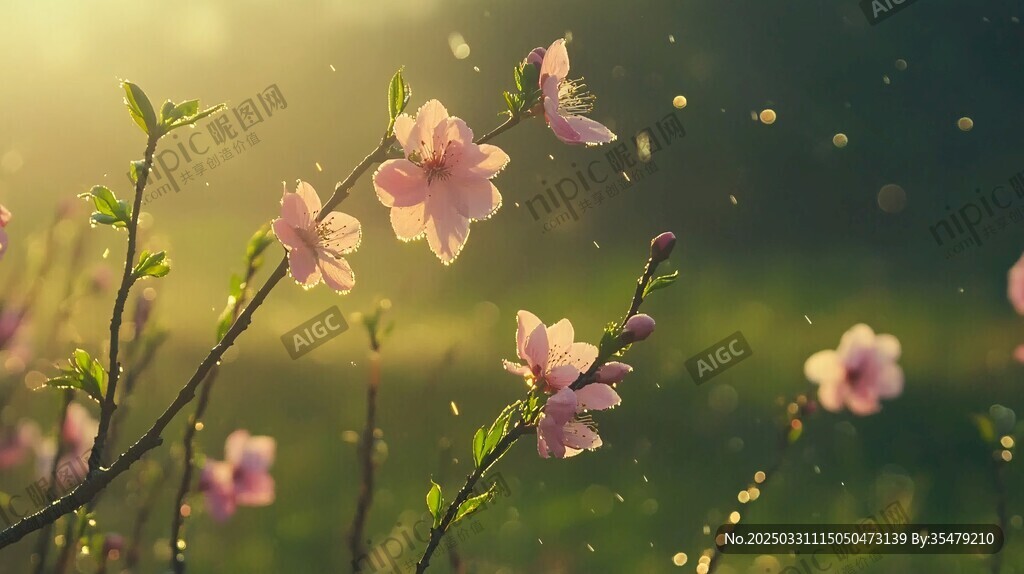 春日绽放的粉嫩娇艳桃花