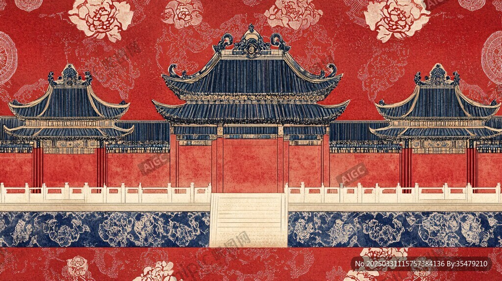 中式古典建筑精美插画