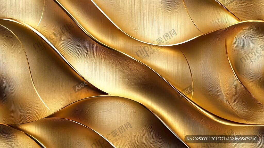 金色波浪纹理金属质感背景
