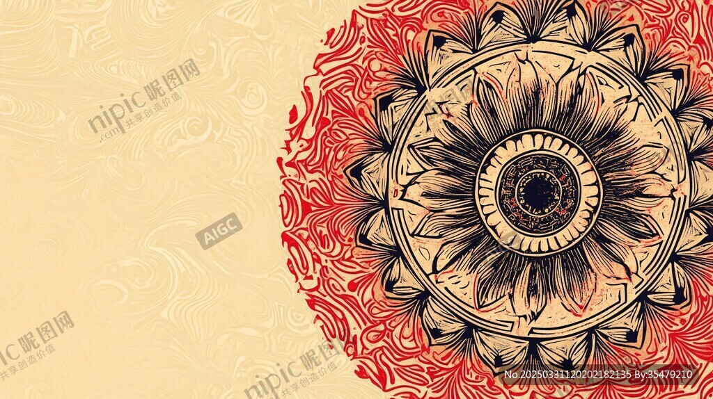 复古曼陀罗花纹背景图