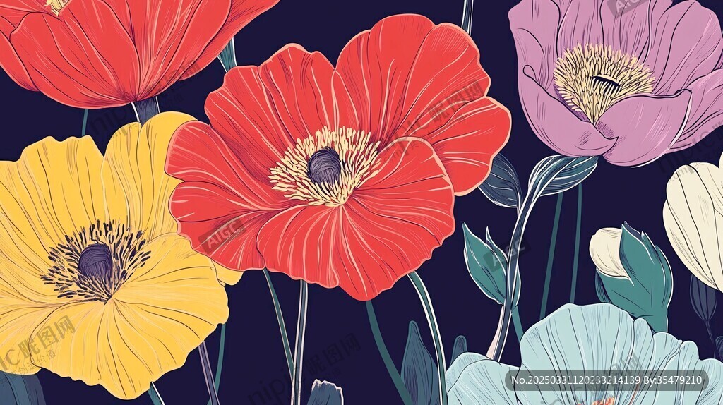 多彩花卉插画 视觉盛宴