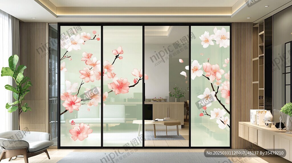 中式桃花移门 雅致家居景