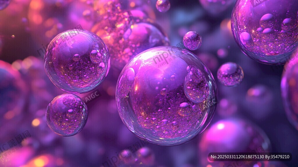 梦幻紫色气泡微观世界