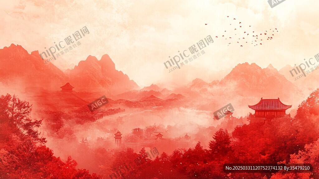 红韵山水间的古韵景致