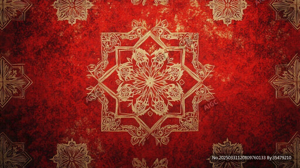 中式红金花纹华丽背景图
