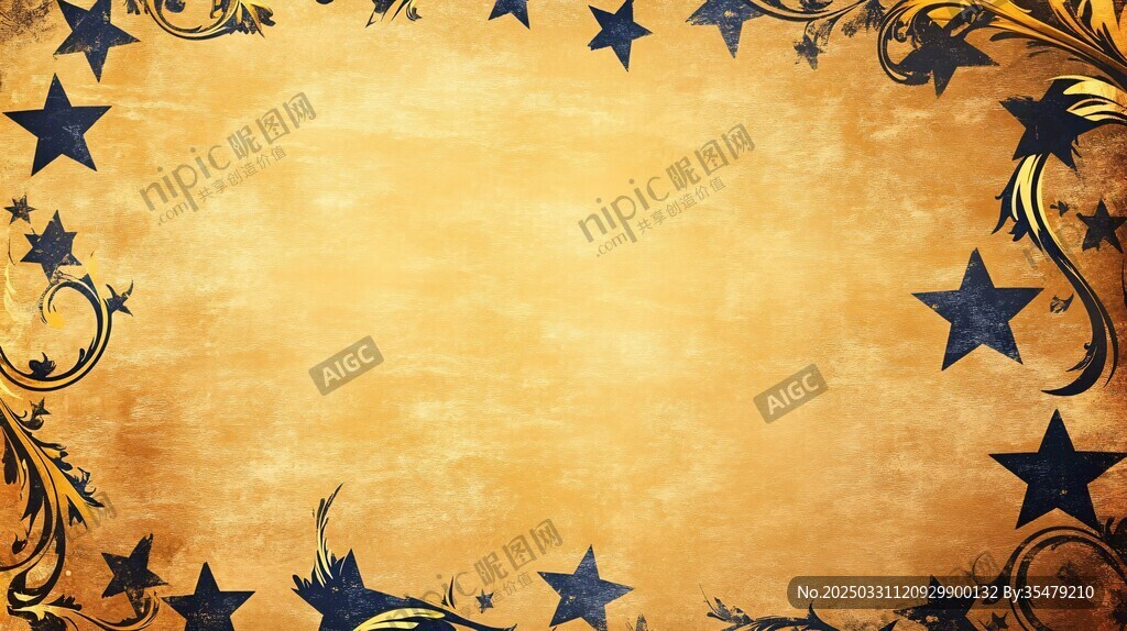 复古黄底星星花纹背景图
