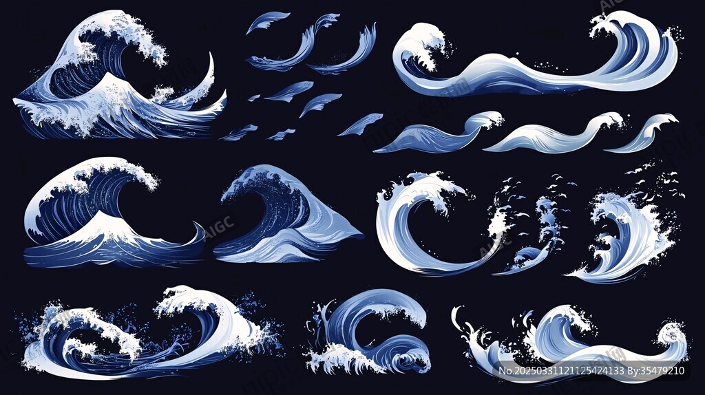 多样海浪插画素材