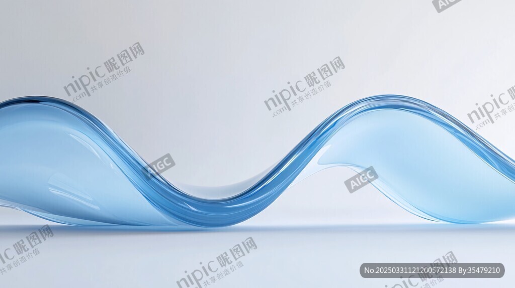 蓝色流动波浪抽象艺术