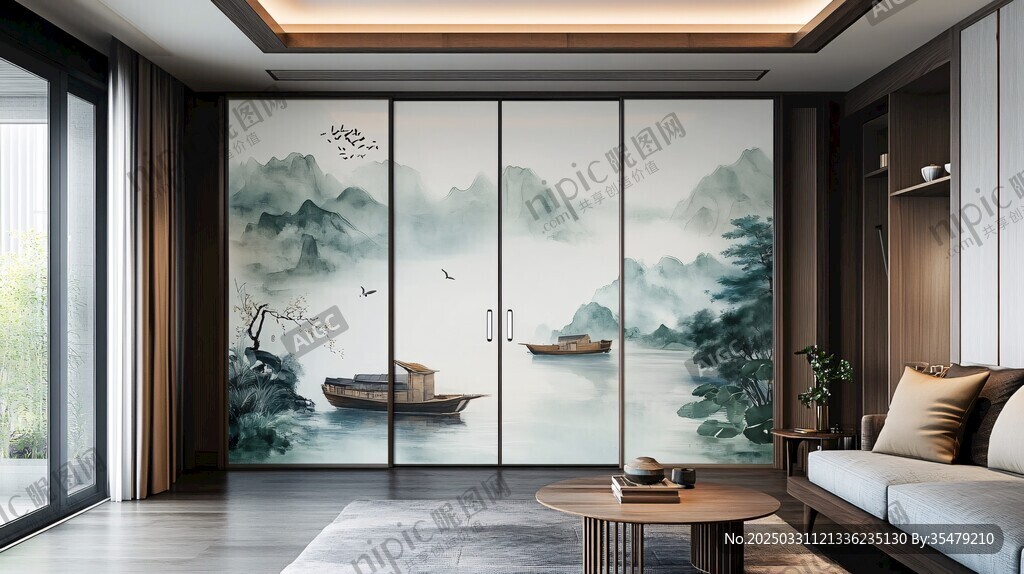 中式客厅之山水屏风美景