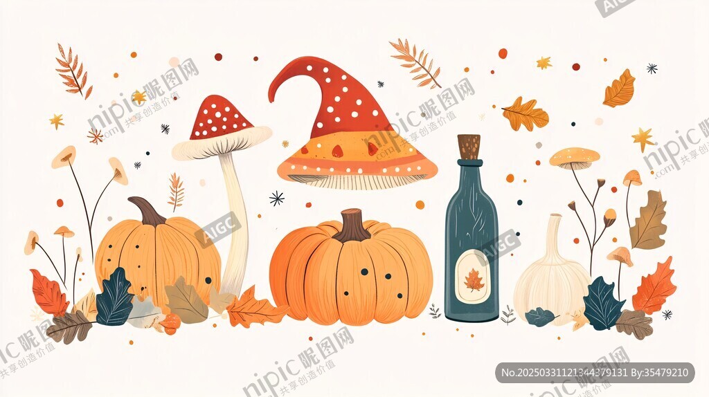 秋季魔法元素插画